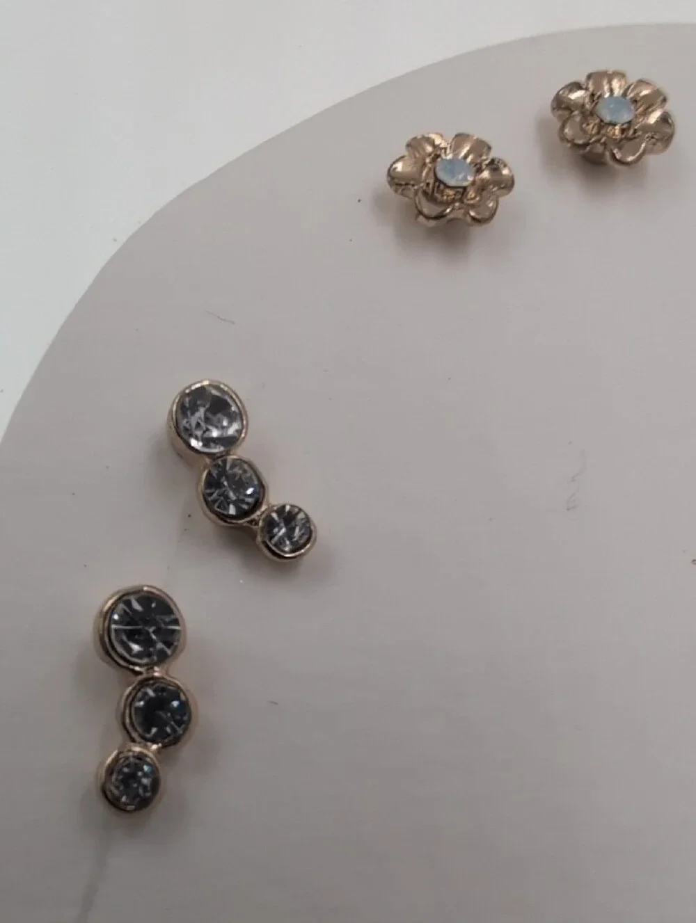 J. Crew Gold-Tone Mixed Stud Earring Set with Crystal Accents 0107